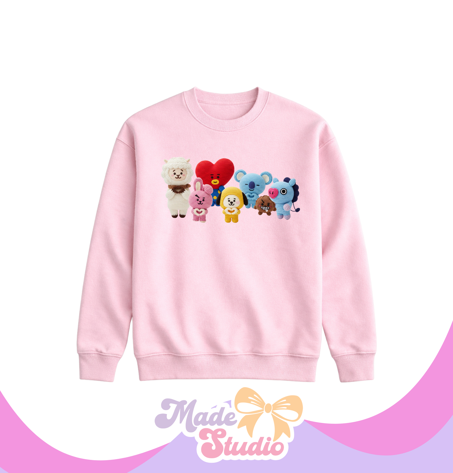 🧶 BT21 Grup Crochet Style Crewneck Sweatshirt