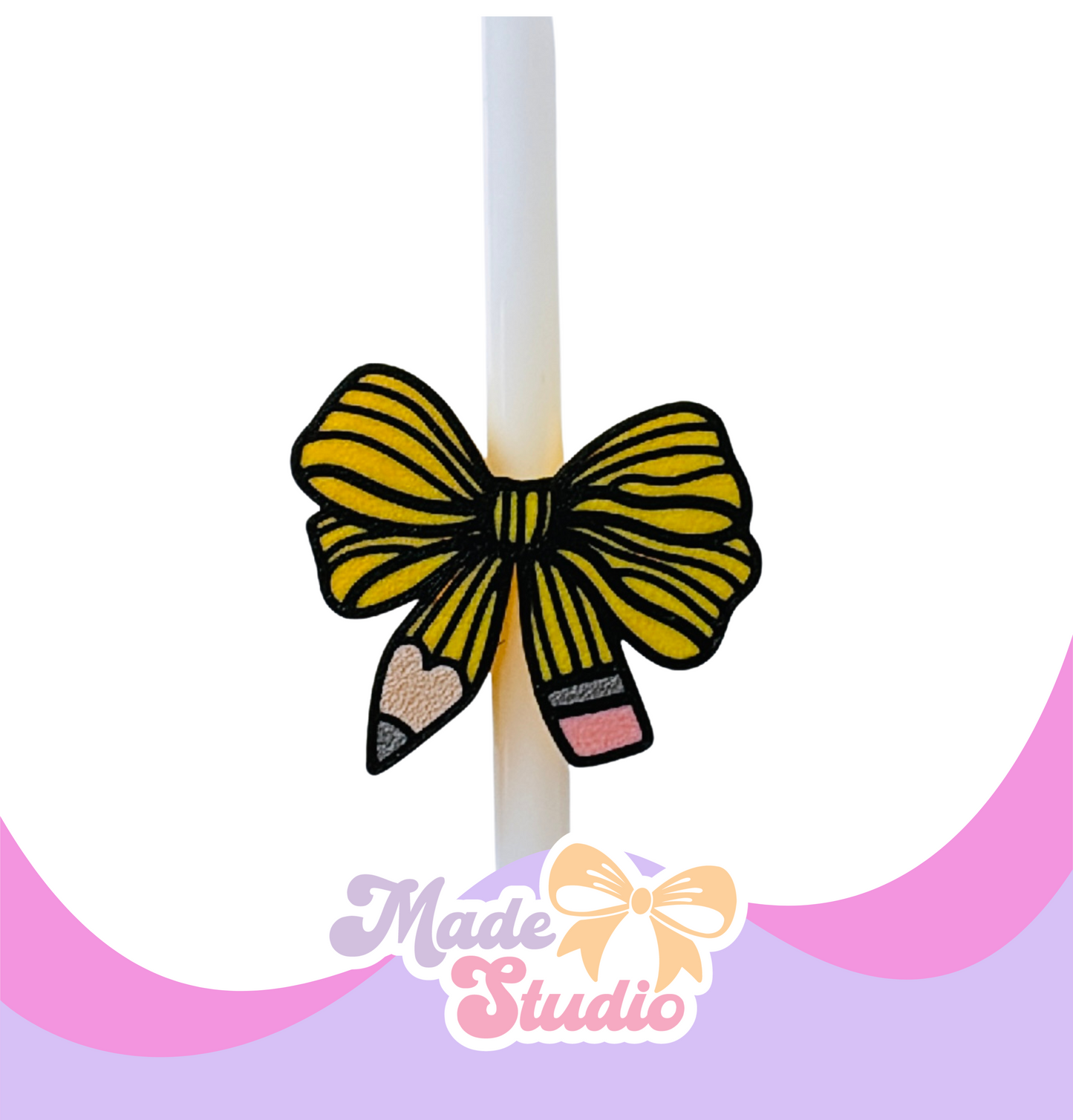 Pencil Bow Straw Topper