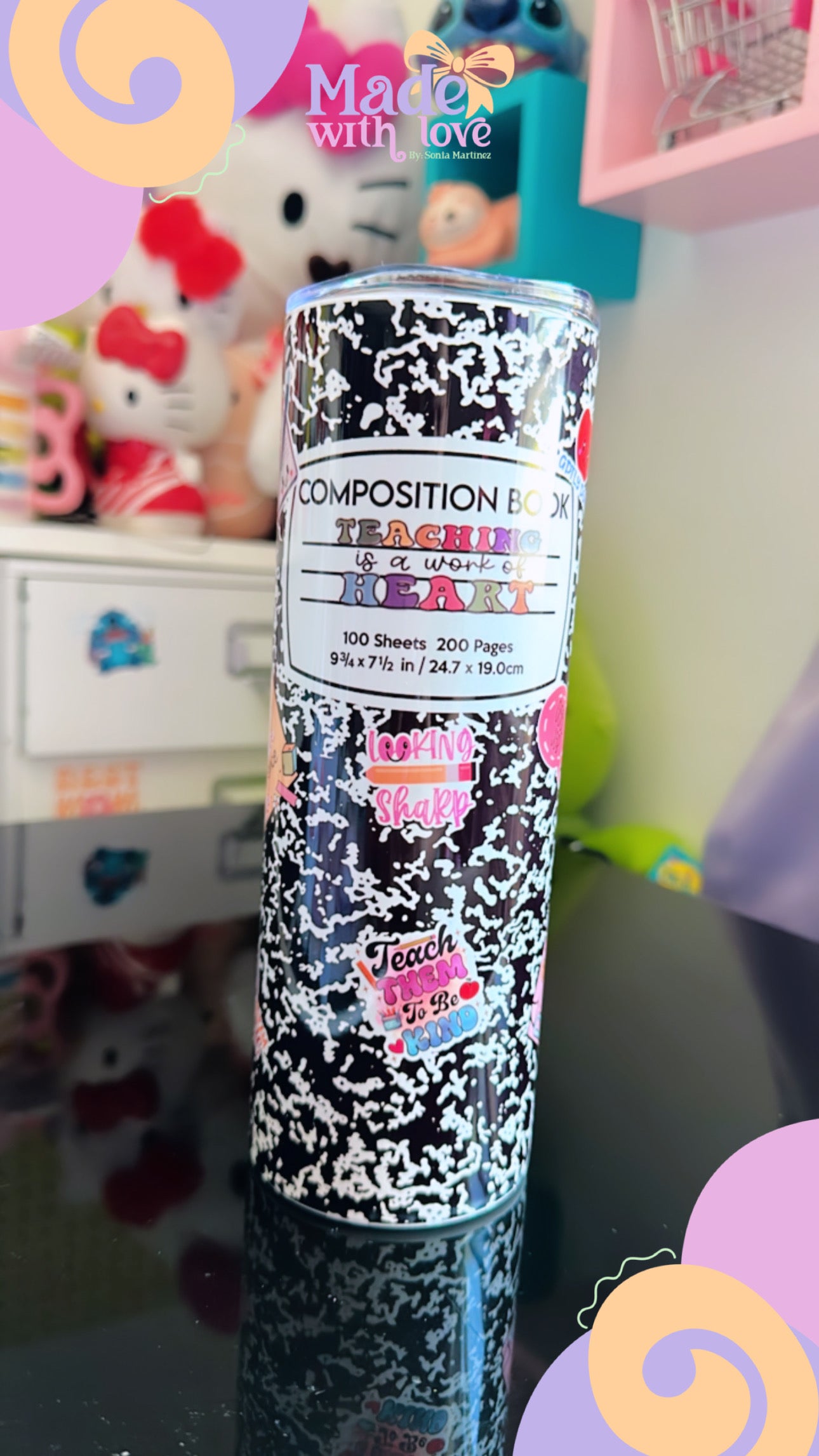 Composition Book 20 oz skinny tumbler