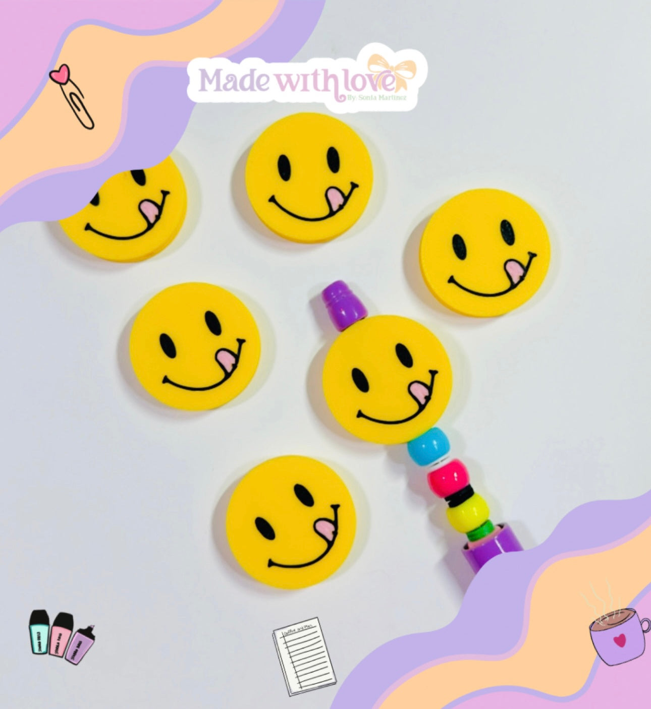 Smile Pen beads Pack of 6