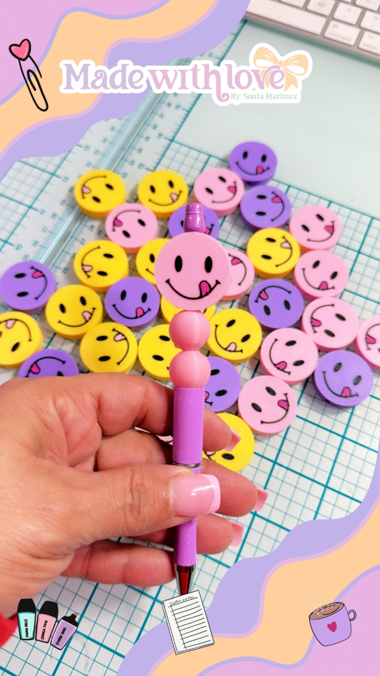 Smile Pen beads Pack of 6