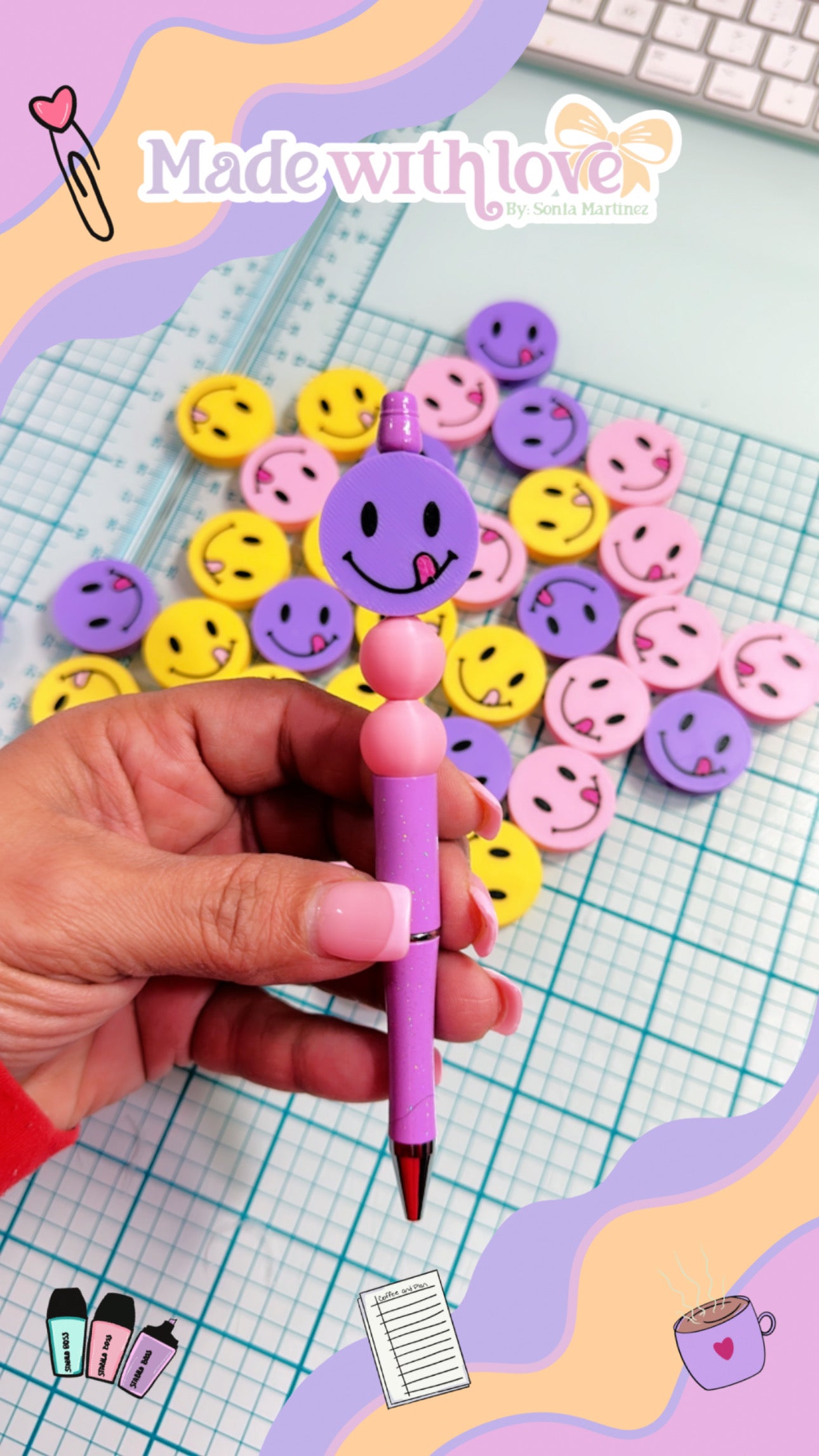 Smile Pen beads Pack of 6