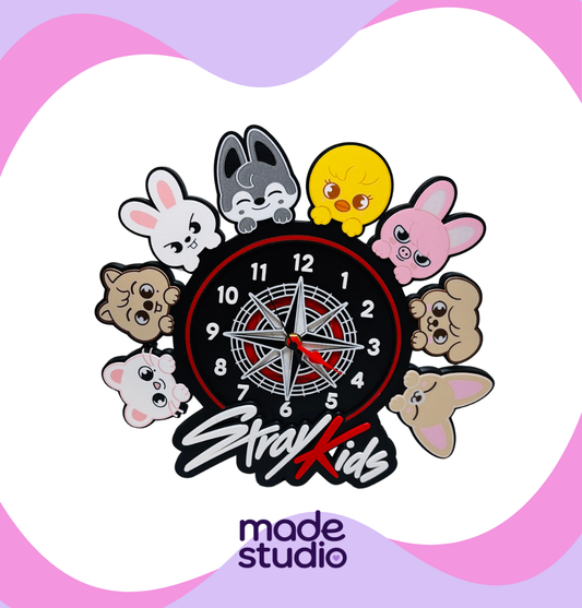 Stray Kids Inspired 3D Printed Clock ❤️🖤⭐ Wall or Stand