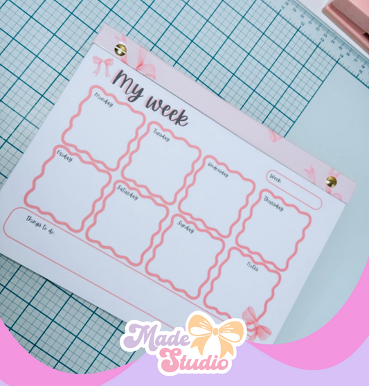 Cute Pink Bow Weekly Planner