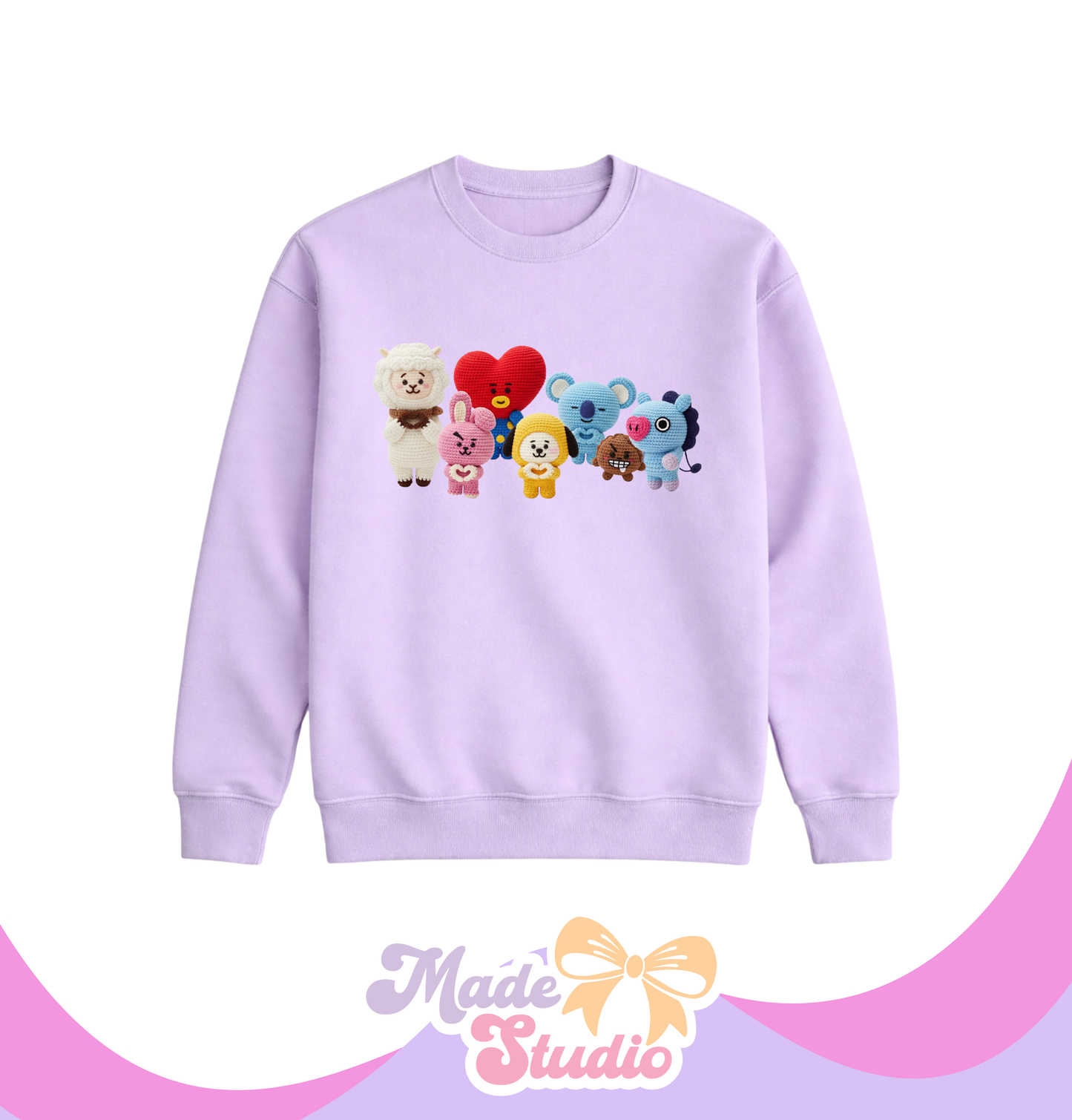 🧶 BT21 Grup Crochet Style Crewneck Sweatshirt