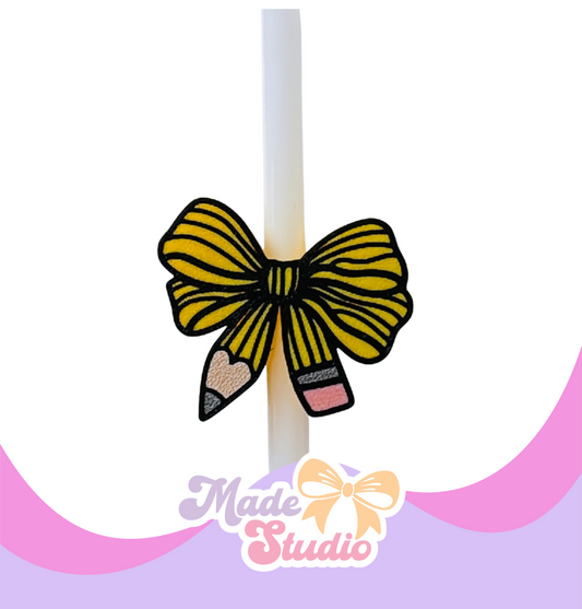 Pencil Bow Straw Topper