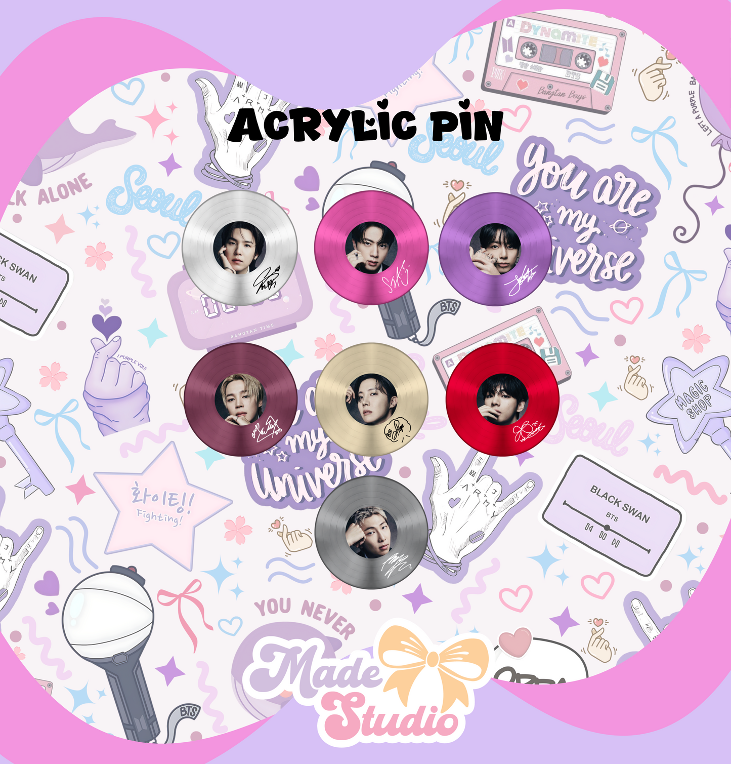 OT7 DISC Acrylic Pins