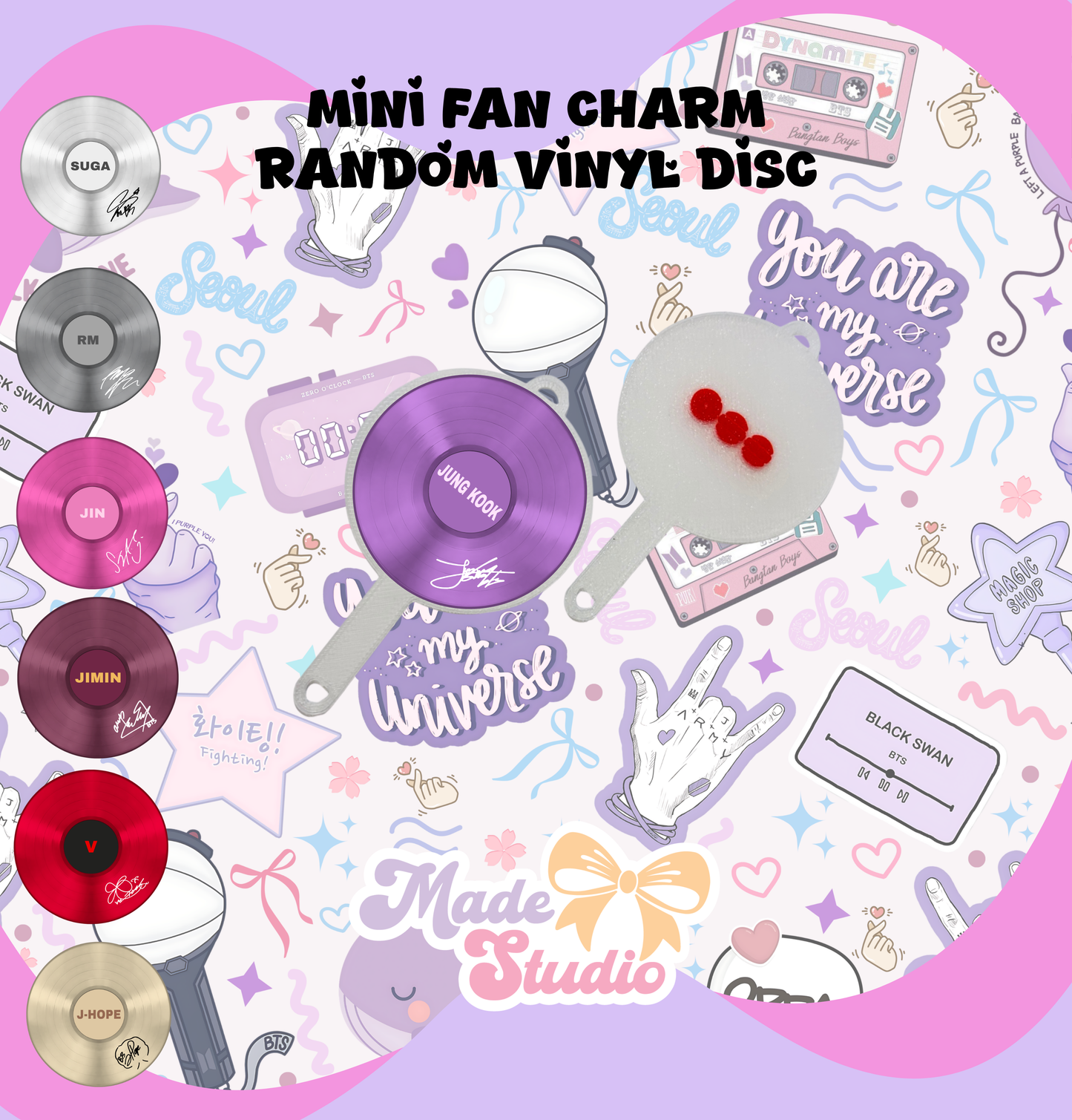💜 Mini Vinyl Record Member Fan Charm 💜