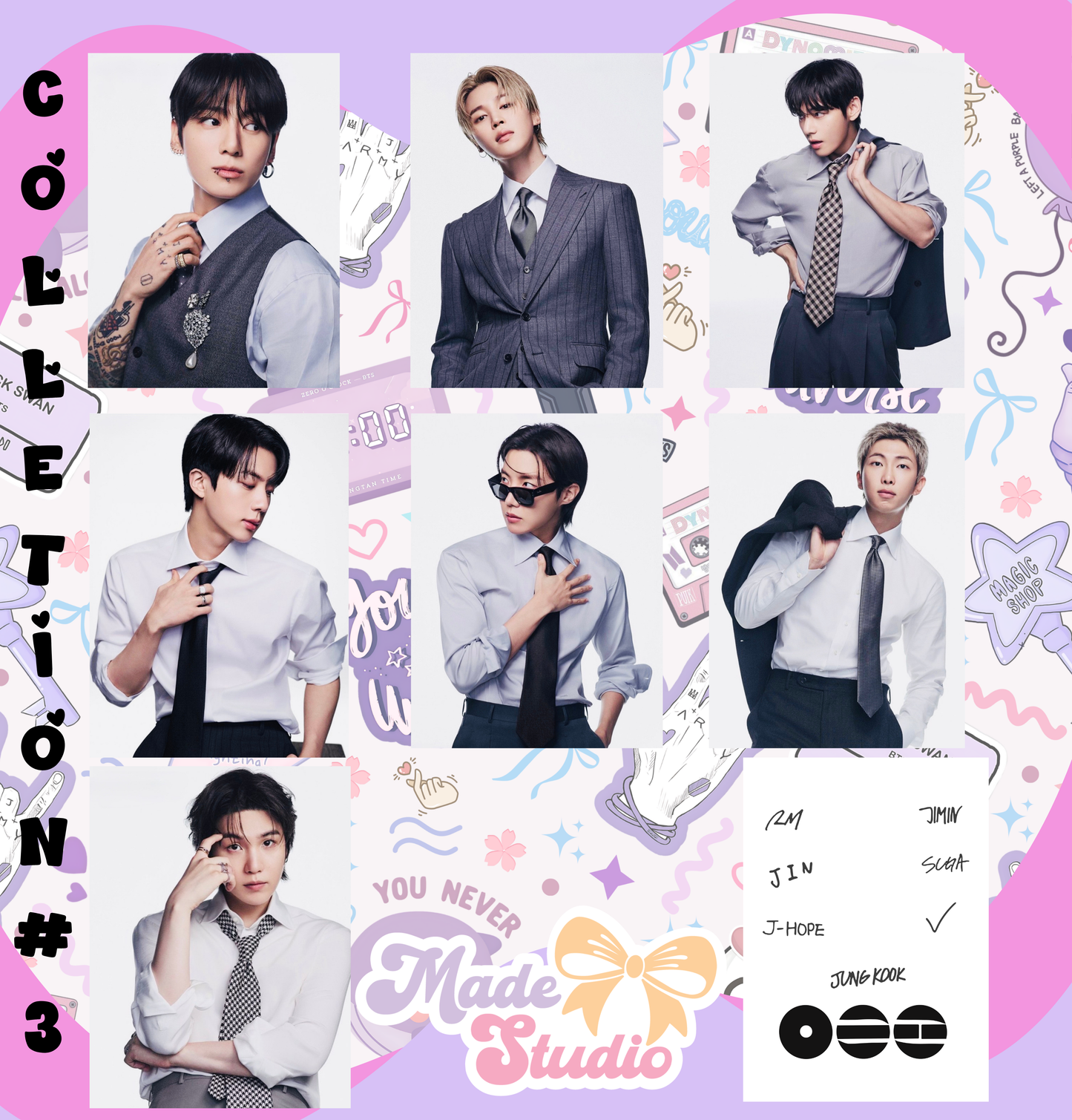 K-POP COLLECTION 3 PHOTO CARDS (DOUBLE SIZE PRINT) 💜✨