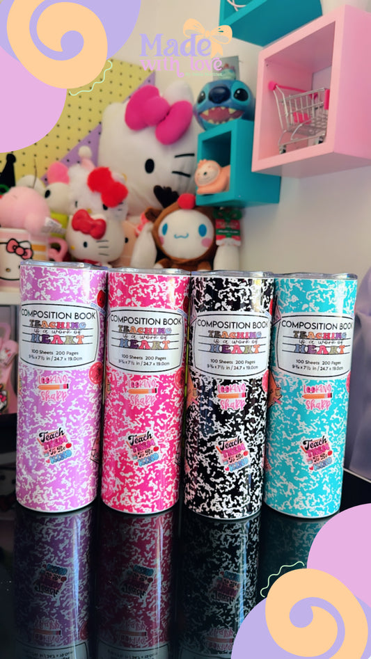 Composition Book 20 oz skinny tumbler