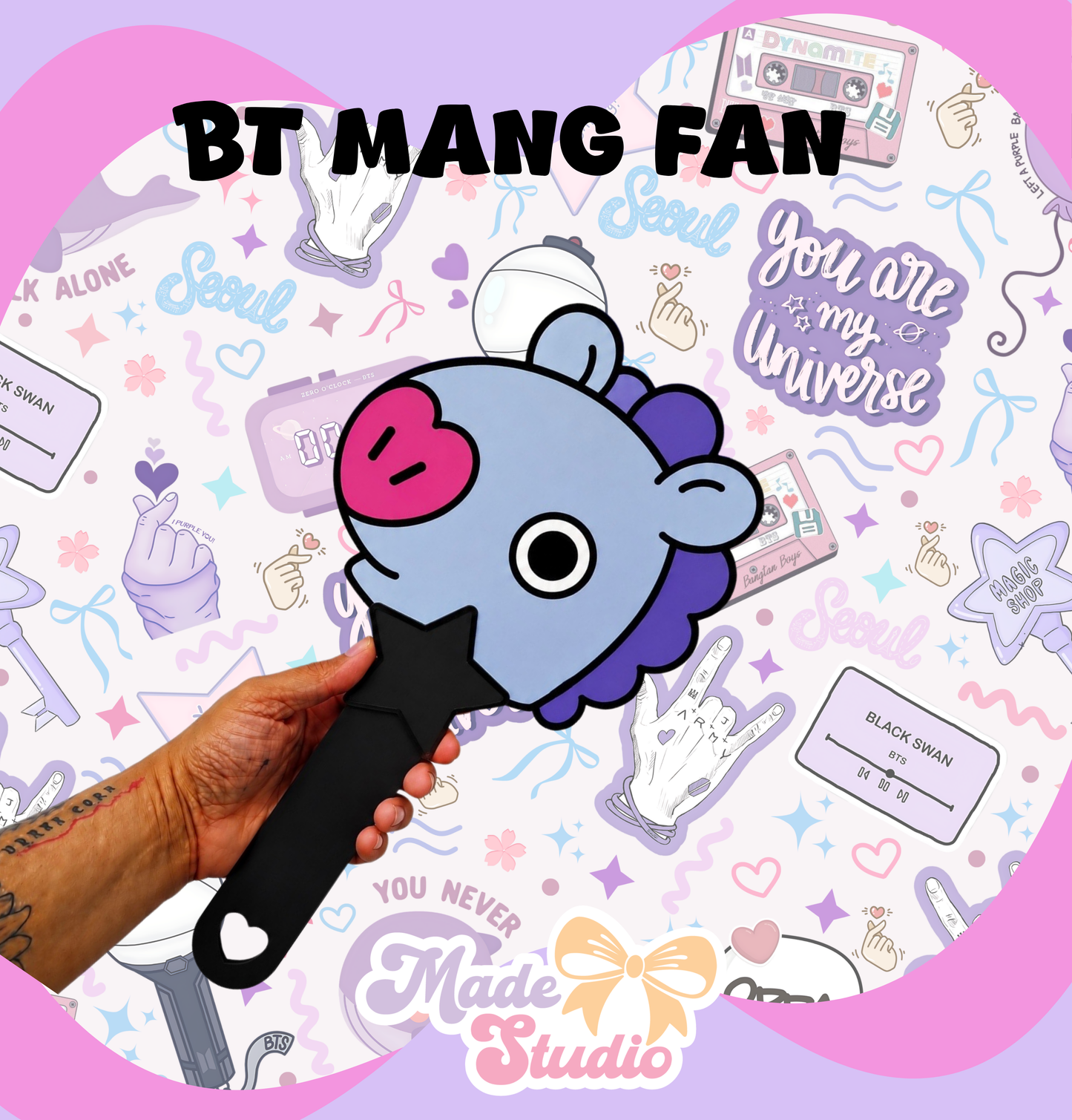 BT Inspired 3D Hand Fan 💜