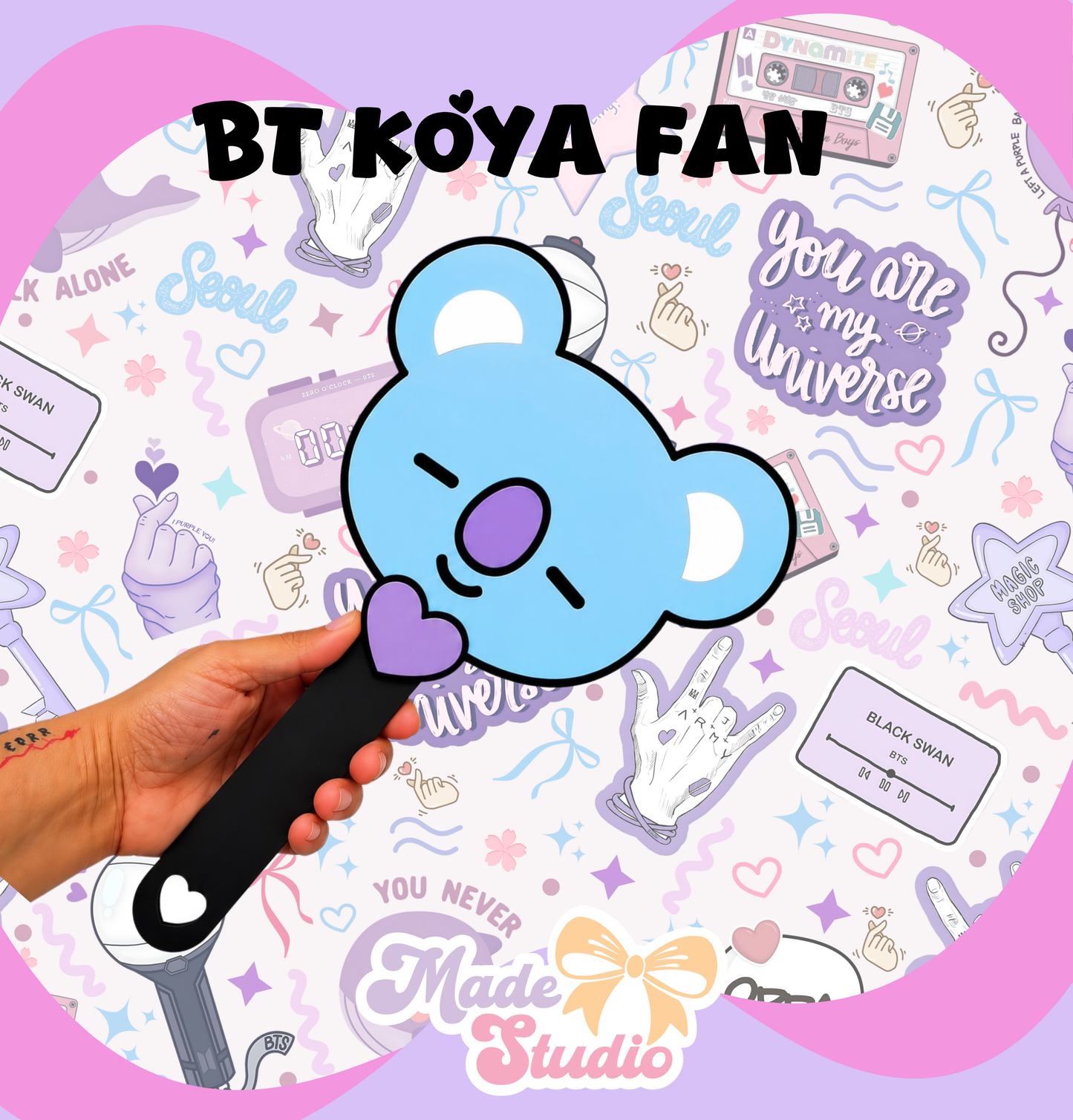 BT Inspired 3D Hand Fan 💜