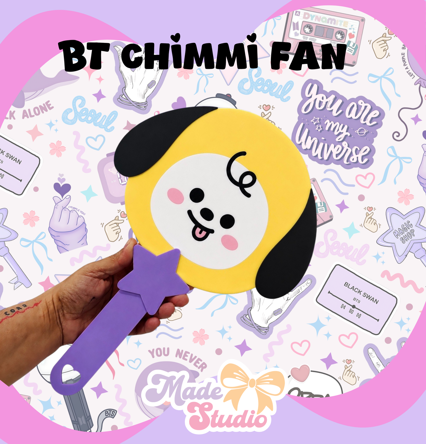 BT Inspired 3D Hand Fan 💜